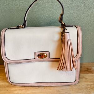 Elegant White and Pink Handbag